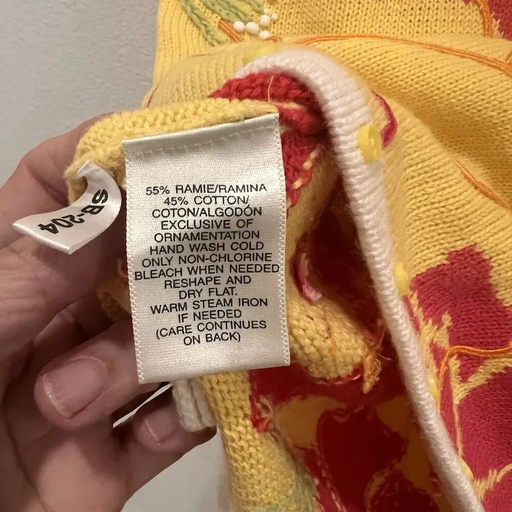 Susan Bristol Vintage Sweater Floral Bouquet Short Sleeve Size M Preppy Academia - Picture 4 of 8